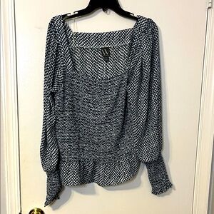 Worthington Black and White Patterned Blouse